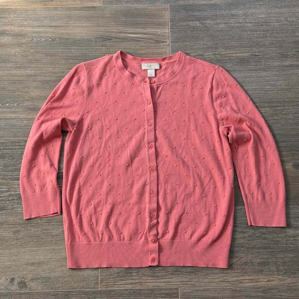 LOFT Women's Pink and Orange Cardigan